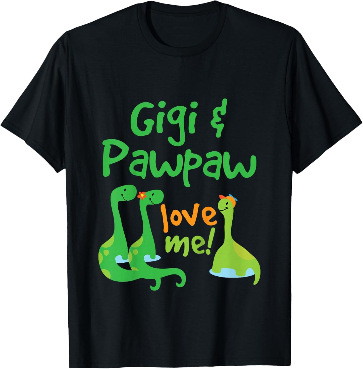 Kids Gigi and Pawpaw Love Me Grandson Dinosaur T-Shirt - T-Shirt | Black