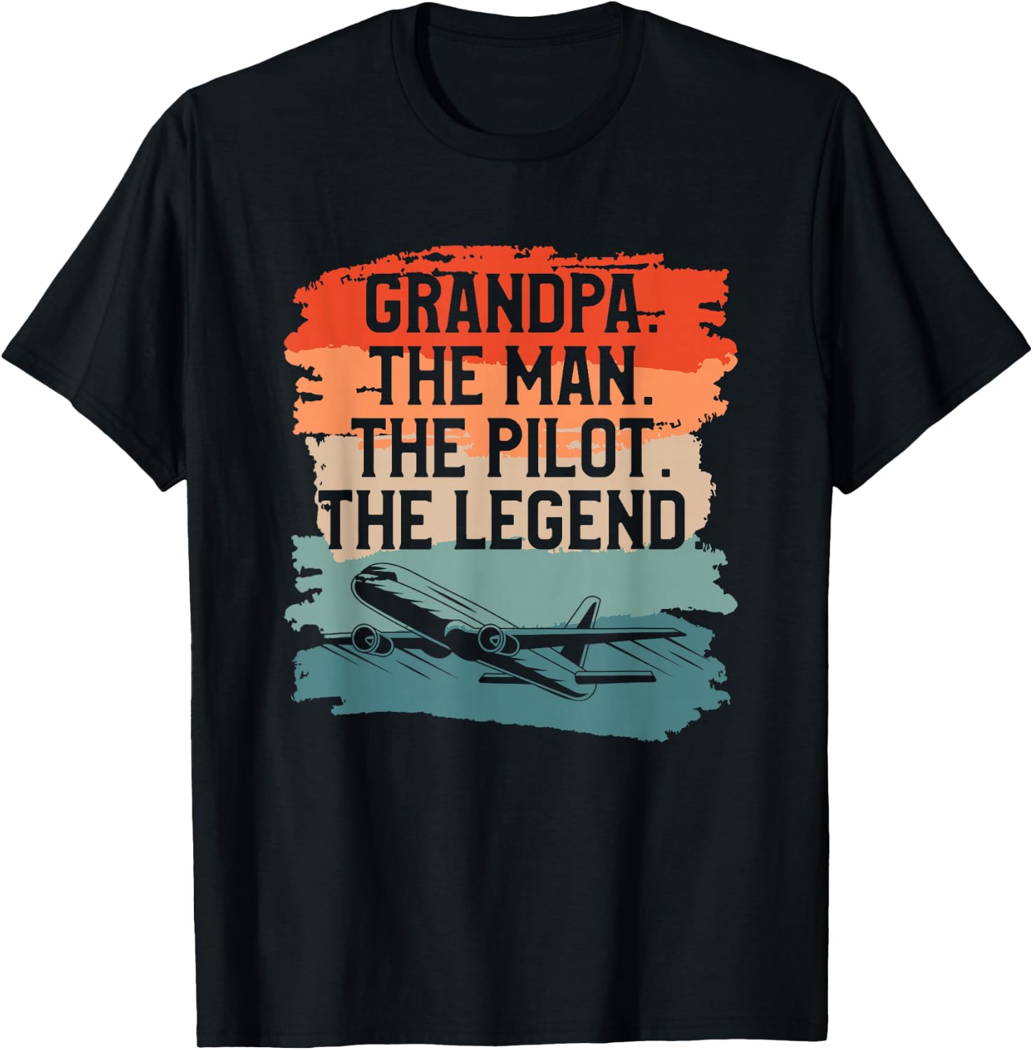 Grandpa The Man The Pilot The Legend Aviation Aviator T-Shirt - T-Shirt | Black