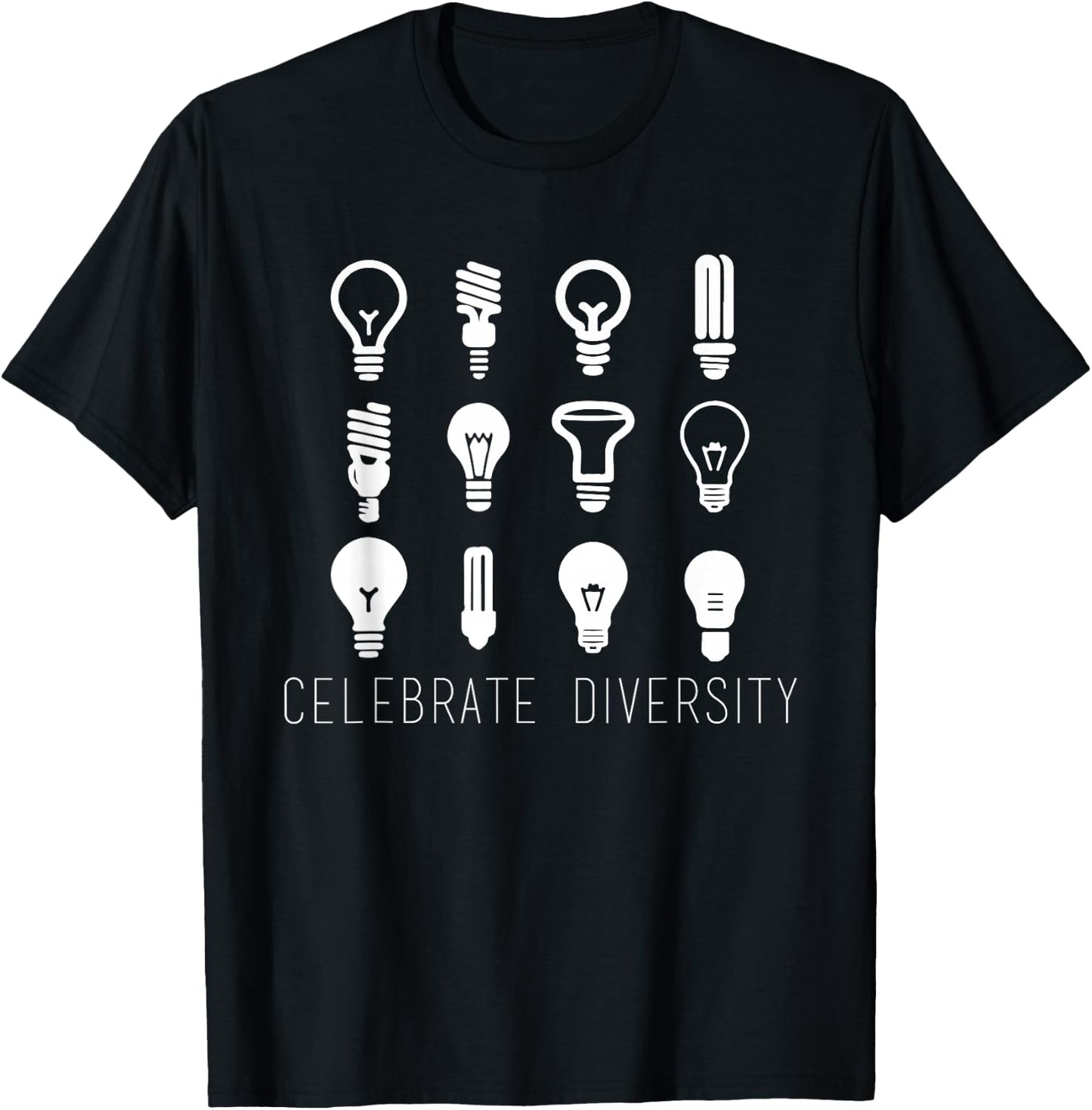 Electrician Dad Design Gift Celebrate Diversity Light bulbs T-Shirt - T-Shirt | Black