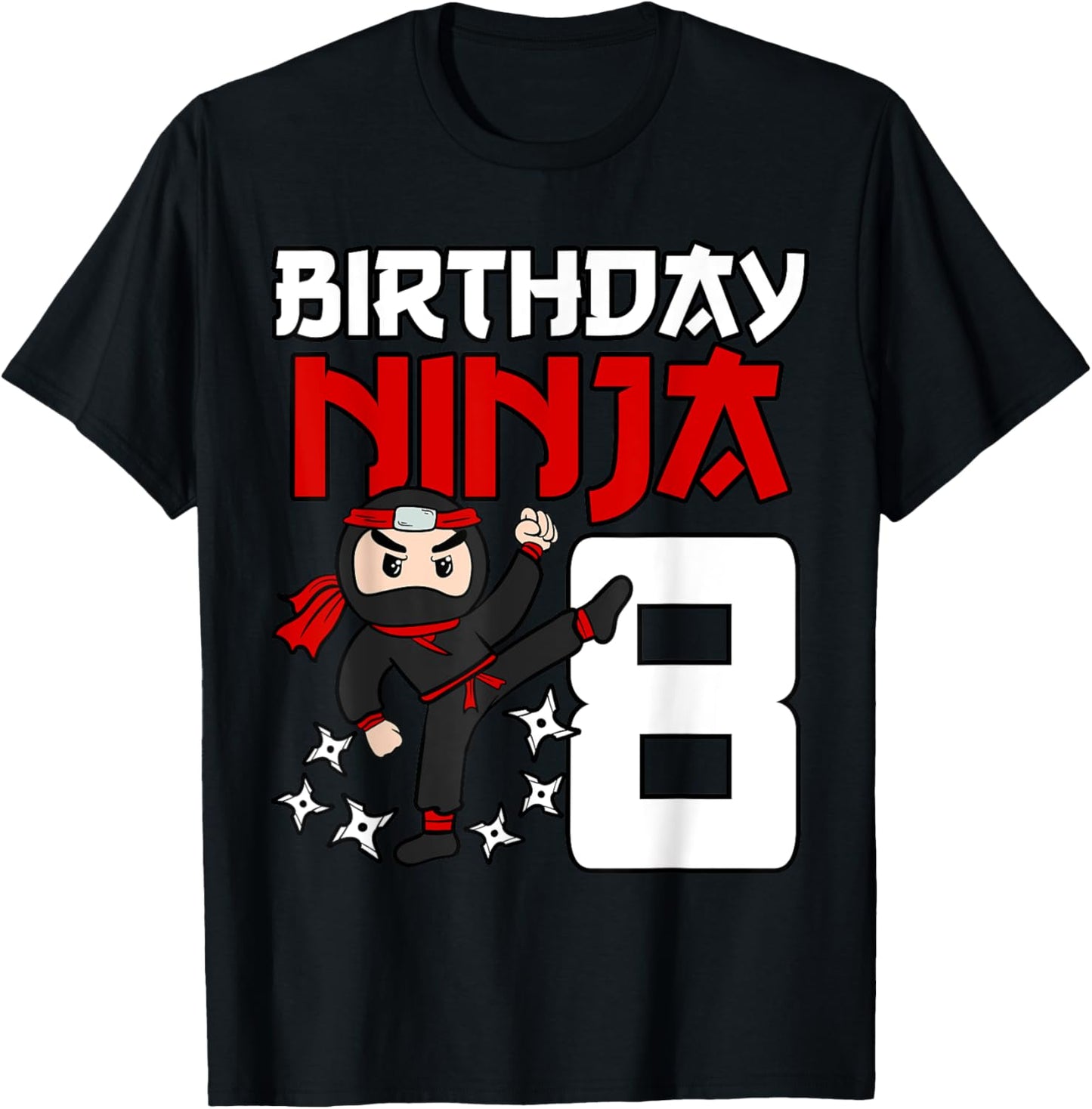 Birthday Ninja 8th Birthday Japan Boys Kids Ninja Party T-Shirt - T-Shirt | Black