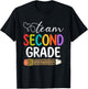 Team Second Grade Leopard Pencil 2nd Grade Teacher Student T-Shirt - T-Shirt | Black