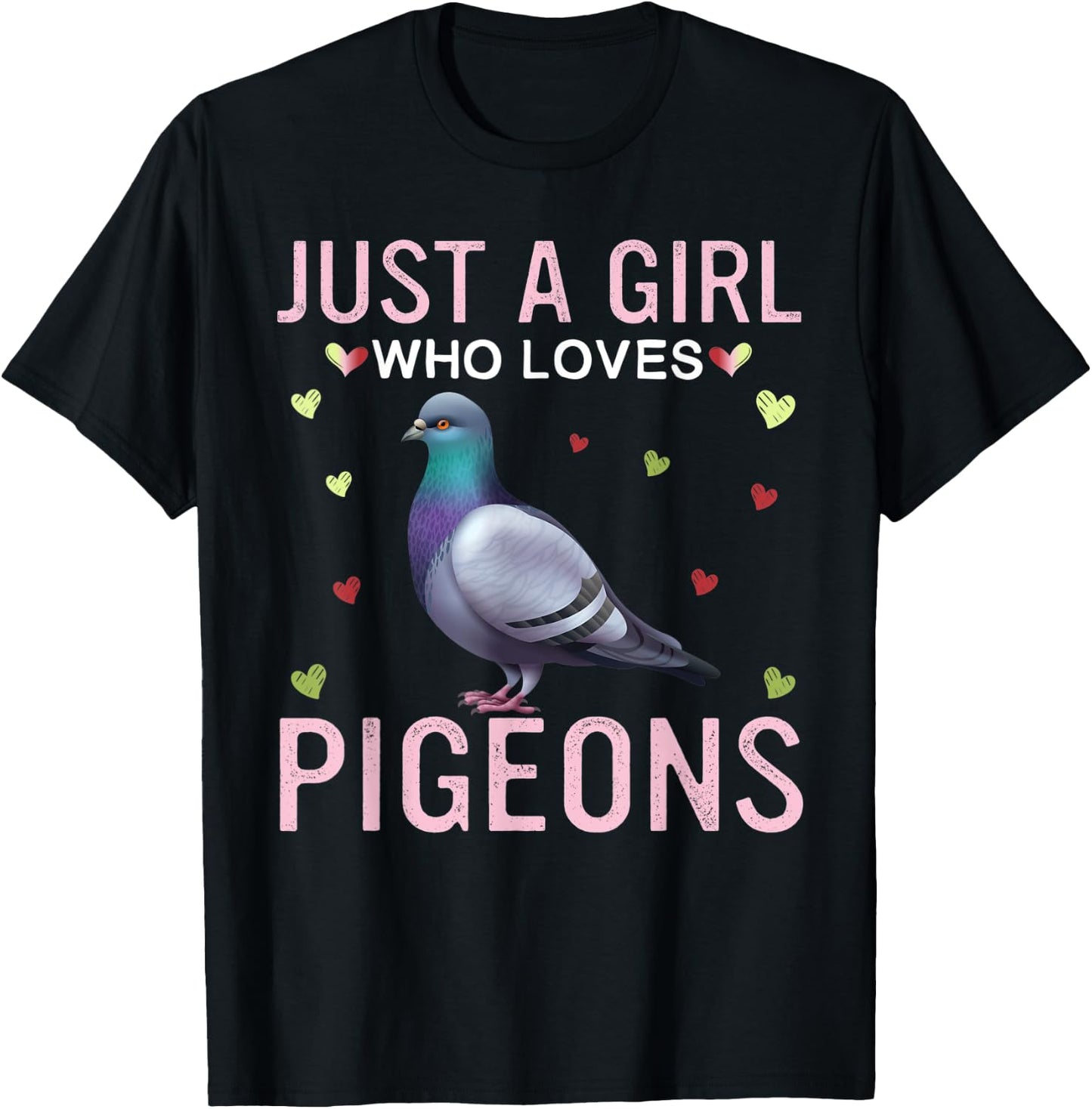 Just a Girl Who Loves Pigeons Cute Women Girls Pigeons T-Shirt - T-Shirt | Black