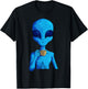 Funny Coffee Drinking Extraterrestrial Space Blue Alien T-Shirt - T-Shirt | Black