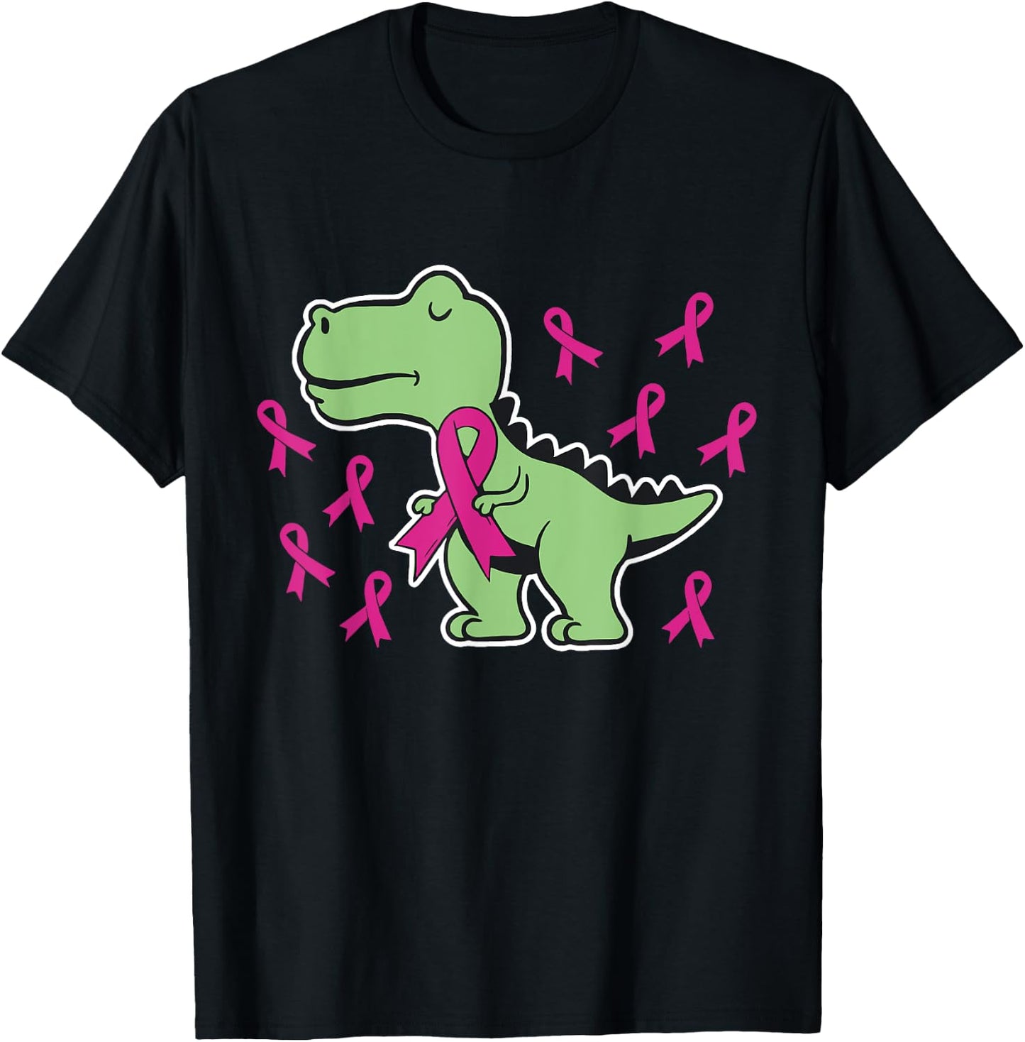 Pink Ribbon T-Rex Kids Breast Cancer Awareness Boys Toddler T-Shirt - T-Shirt | Black