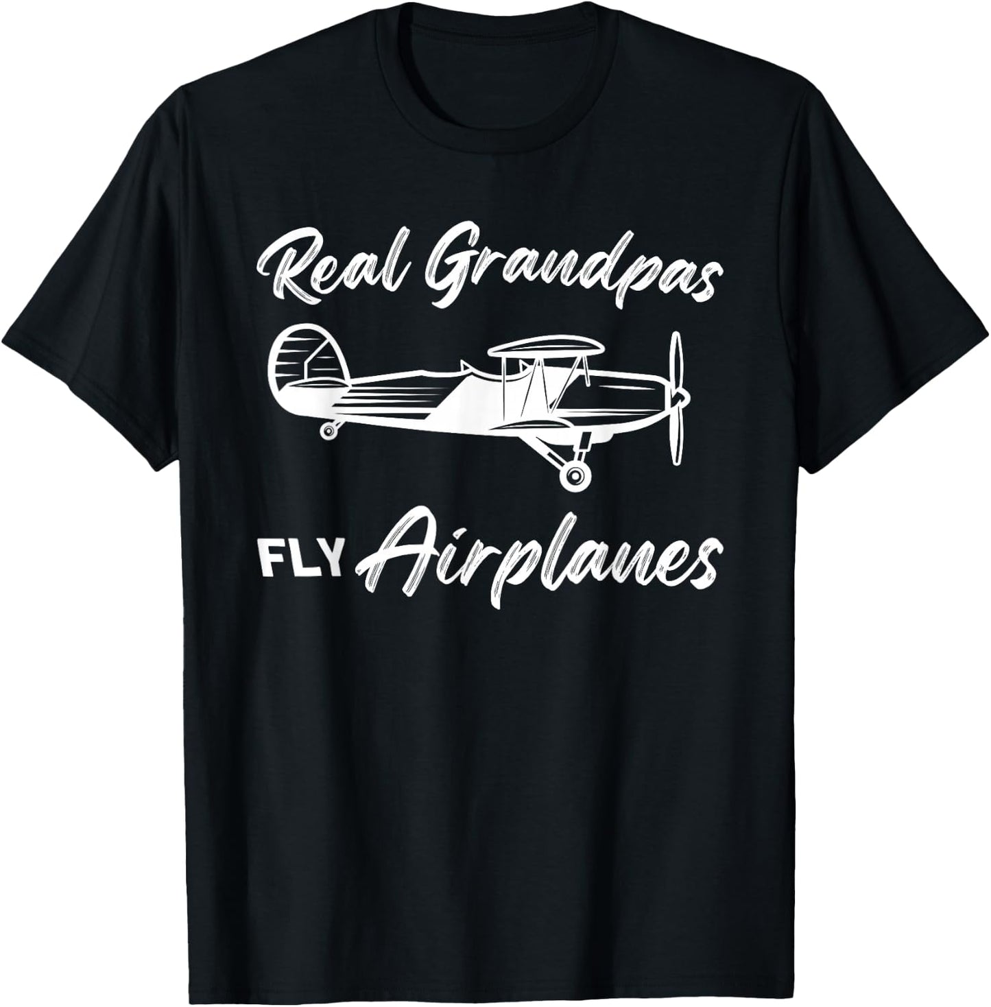 Real grandpas fly airplanes Pilot T-Shirt - T-Shirt | Black