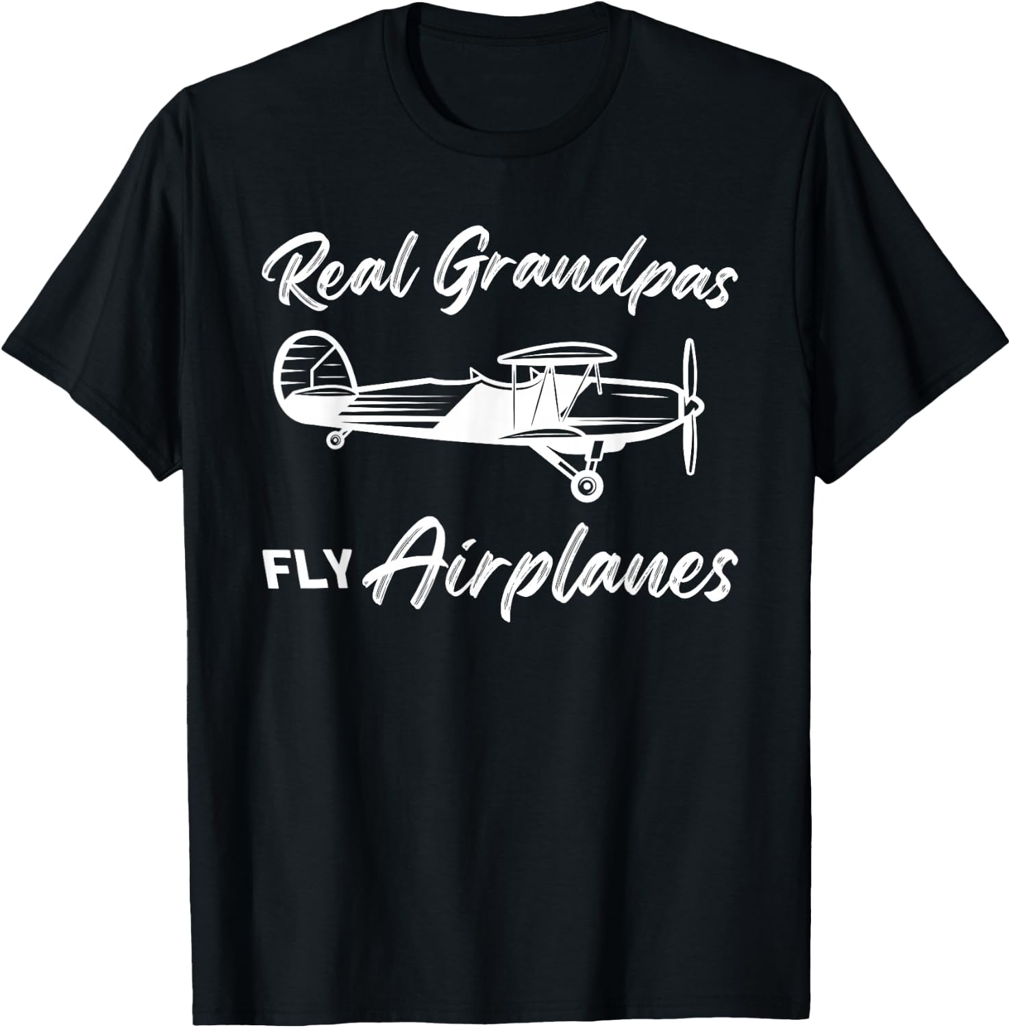 Real grandpas fly airplanes Pilot T-Shirt - T-Shirt | Black