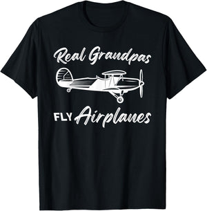 Real grandpas fly airplanes Pilot T-Shirt - T-Shirt | Black