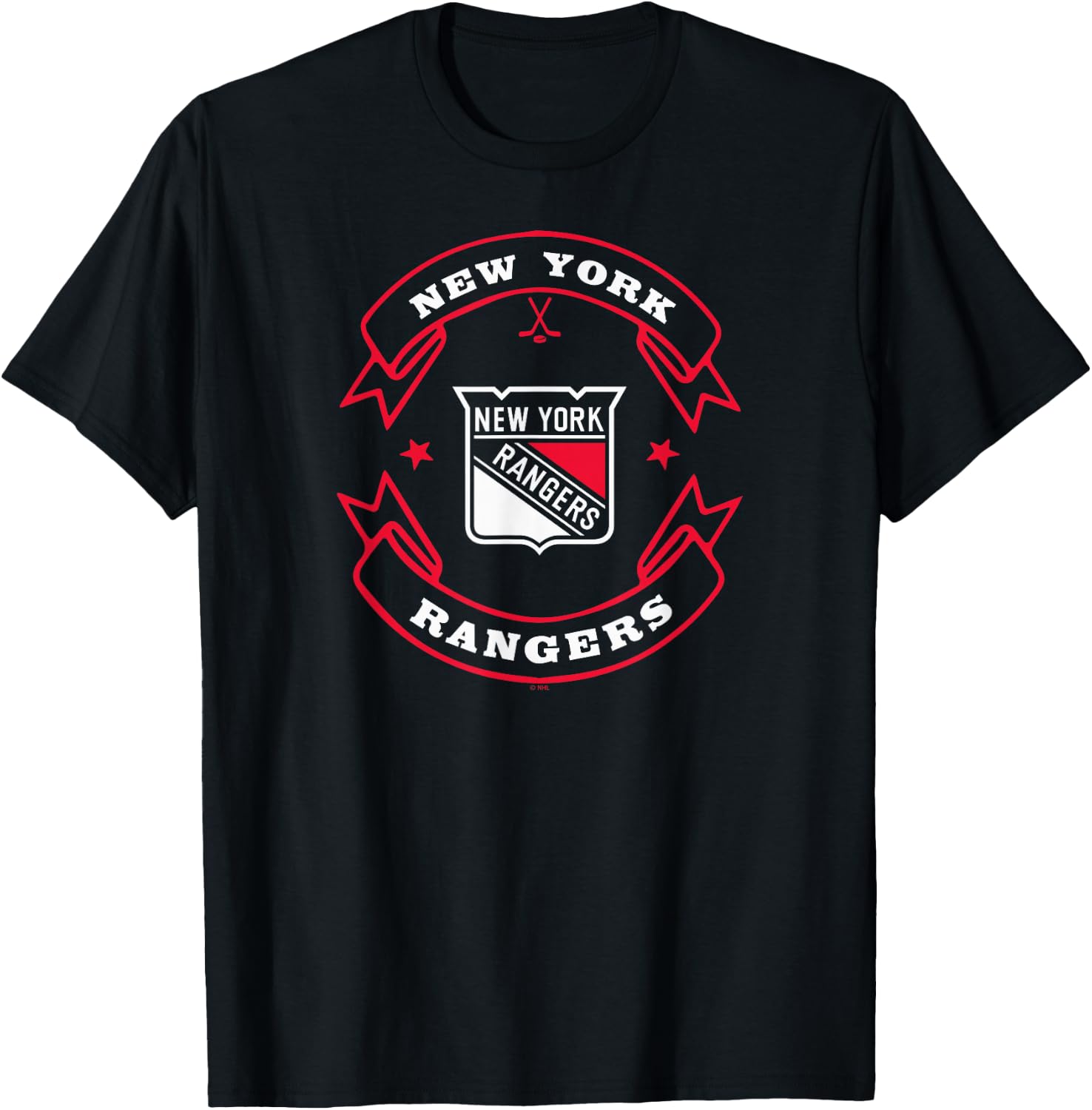 New York Rangers Blaze Blue Officially Licensed T-Shirt - T-Shirt | Black