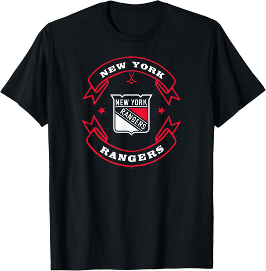 New York Rangers Blaze Blue Officially Licensed T-Shirt - T-Shirt | Black