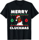 Merry Cluckmas Funny Chicken Christmas Retro Vintage T-Shirt - T-Shirt | Black
