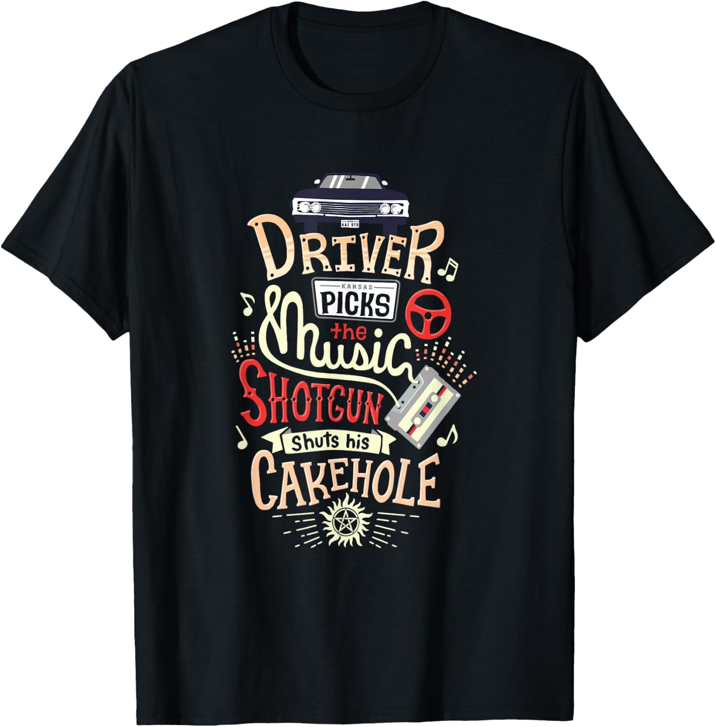 Driver Picks The Music Shotgun Shuts His Cakehole T-Shirt - T-Shirt | Black