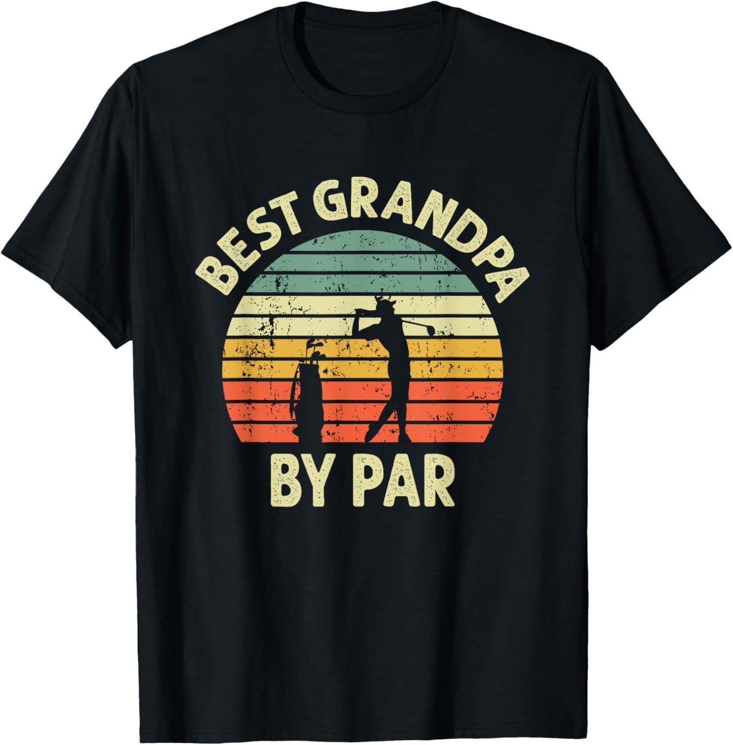 Best Grandpa By Par Golf Golfer Golfing Grandfather Design T-Shirt - T-Shirt | Black