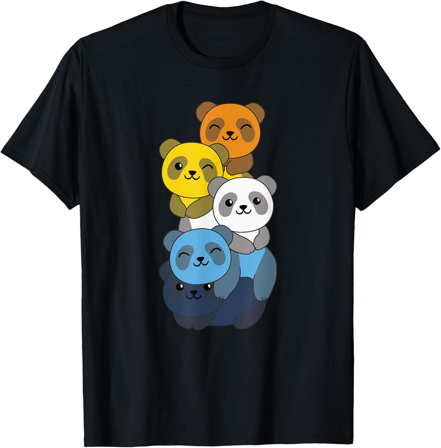 Aroace Flag Pile Pride LGBTQ pandas cute Aroace Panda T-Shirt - T-Shirt | Black