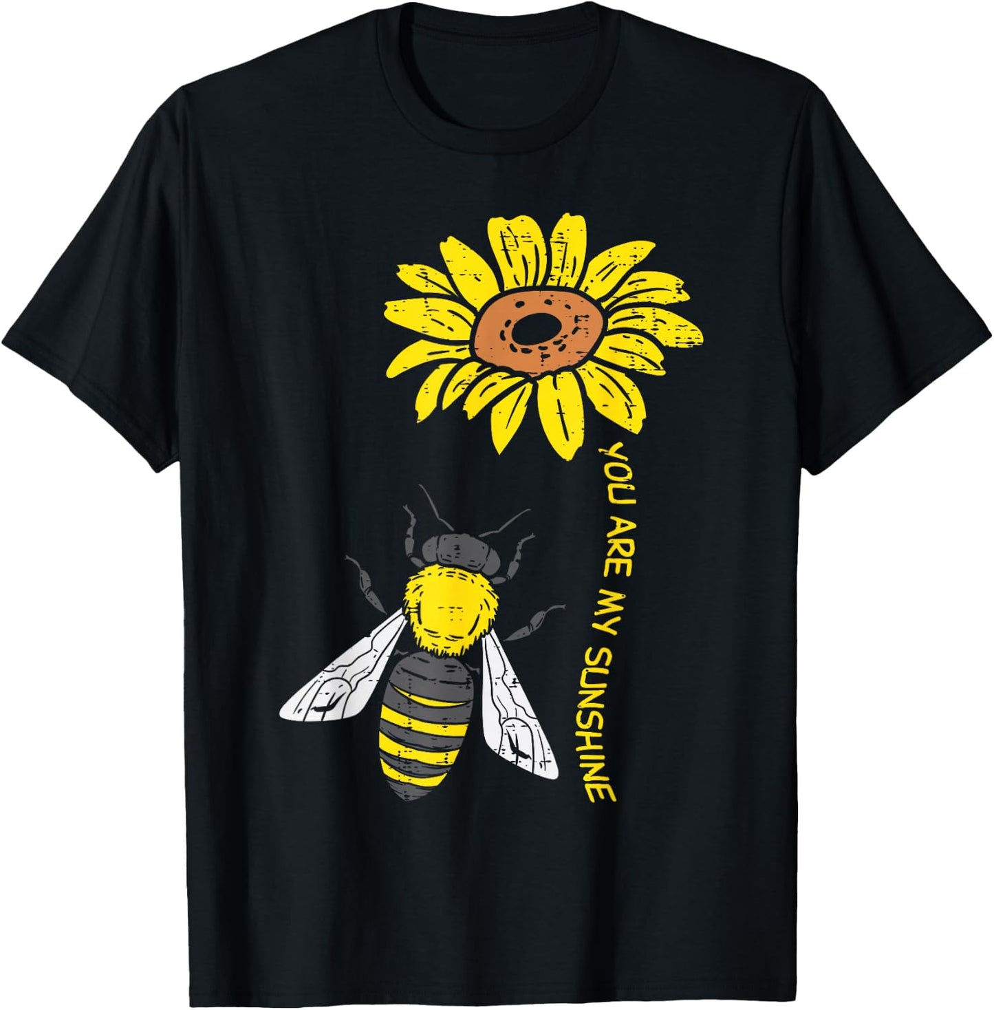 Sunflower Bee You Are Sunshine Vintage Nature Environment T-Shirt - T-Shirt | Black