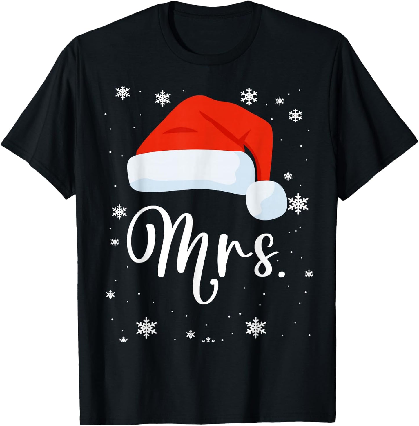 Mr and Mrs Claus Couples Matching Christmas Pajamas Santa T-Shirt - T-Shirt | Black