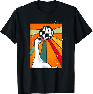 Funny Cool Farm Animal Disco Ball Sunglasses Retro Goose T-Shirt - T-Shirt | Black