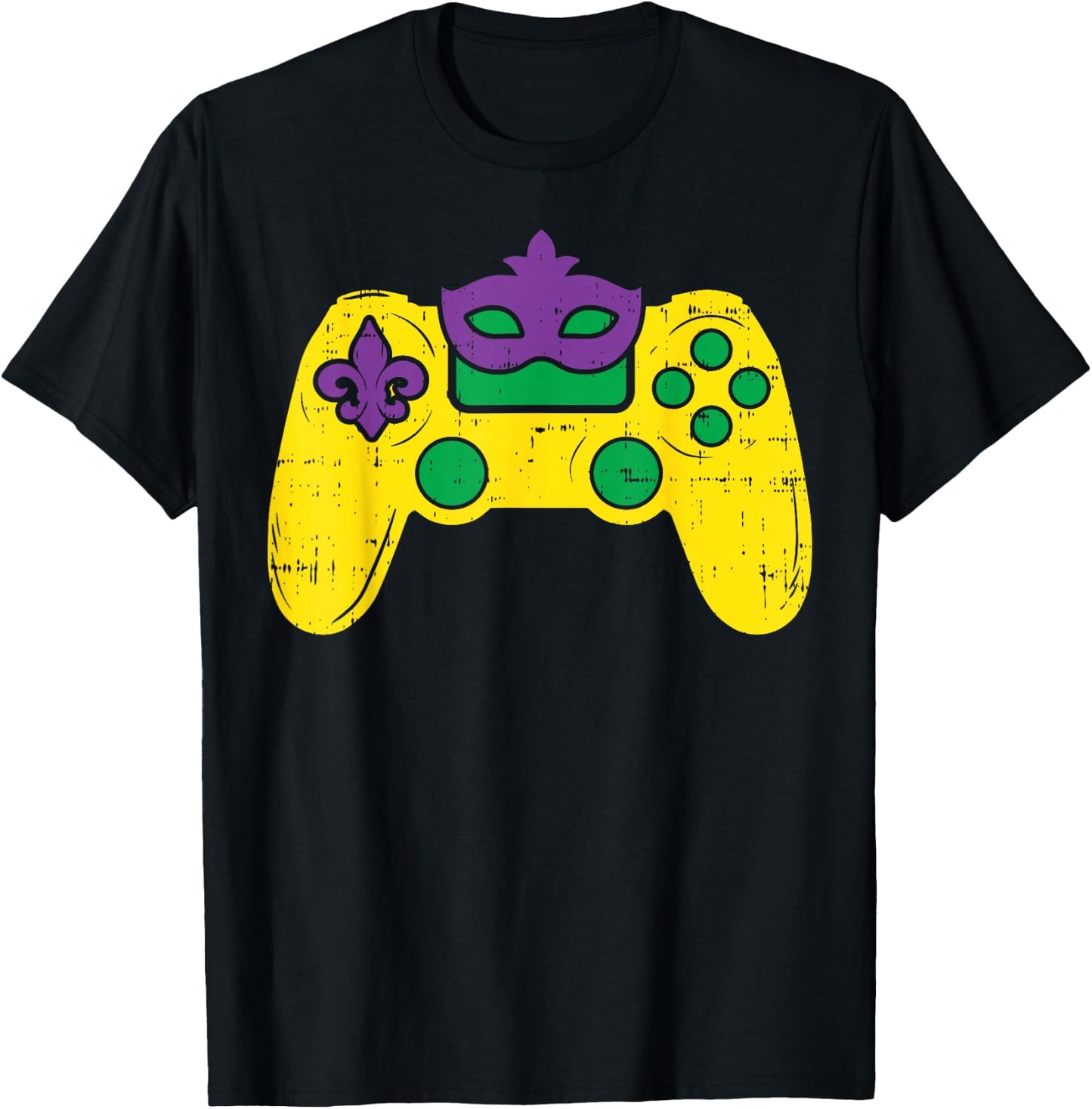 Video Game Controller Gamer E-Sports Mardi Gras Boys Men T-Shirt - T-Shirt | Black