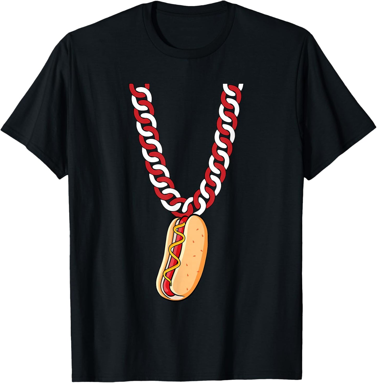 Hot Dog 4th Of July Funny Necklace Patriotic Food Lover T-Shirt - T-Shirt | Black