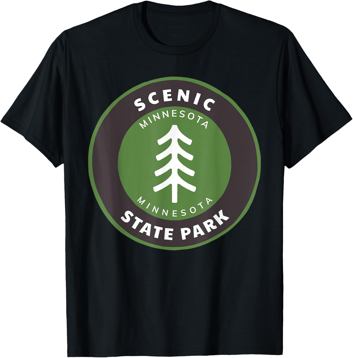 Scenic State Park Minnesota MN Forest Tree Badge T-Shirt - T-Shirt | Black