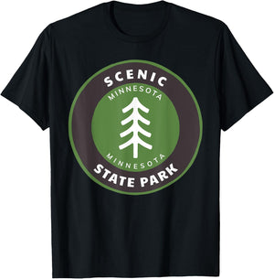 Scenic State Park Minnesota MN Forest Tree Badge T-Shirt - T-Shirt | Black