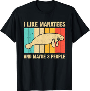 Funny Manatee Art Women Sea Cow Monster Fish Lover T-Shirt - T-Shirt | Black