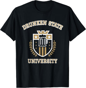 Funny College Parody, Drunken State University T-Shirt - T-Shirt | Black