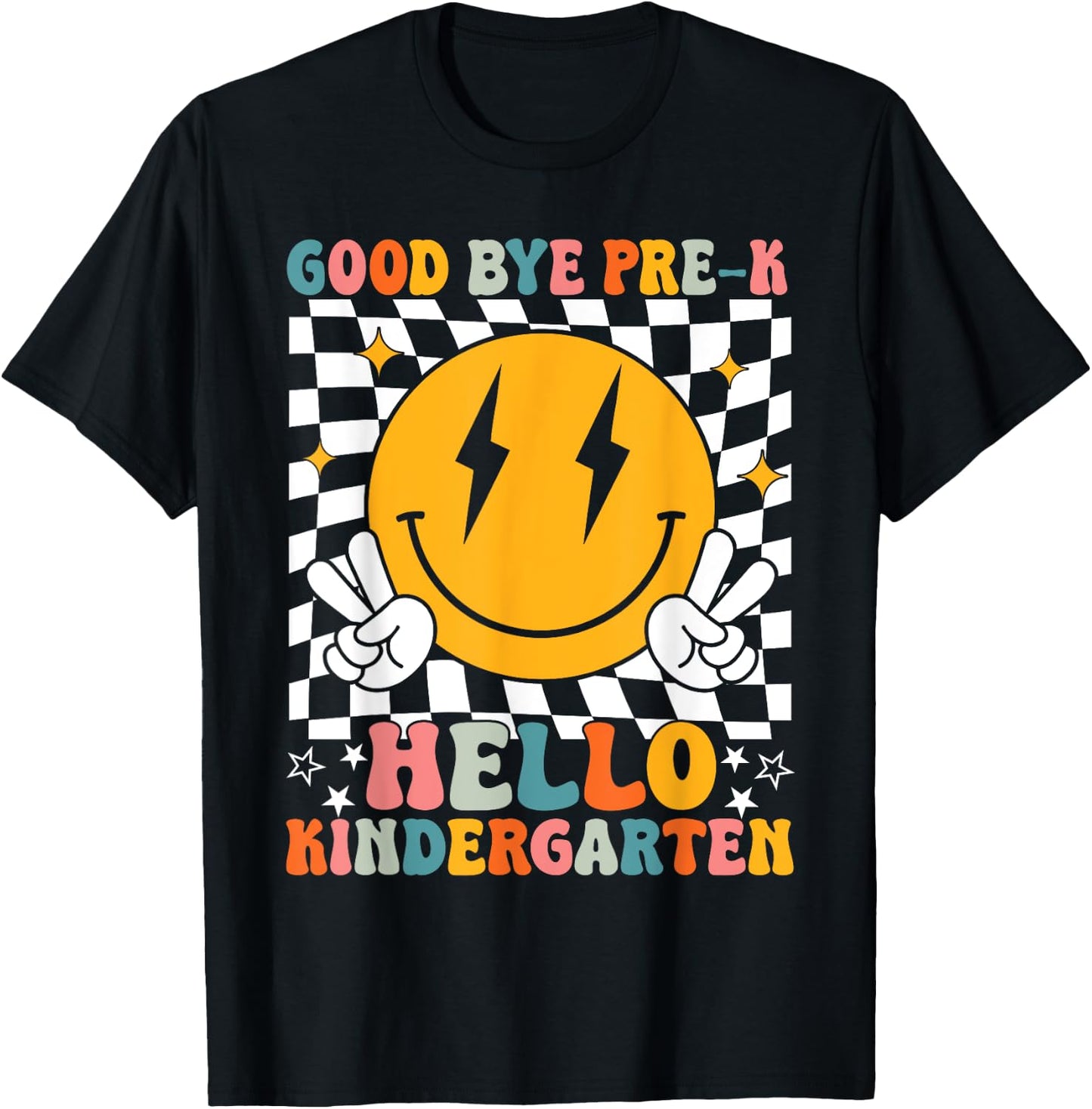Retro Goodbye PreK Hello Kindergarten PreK Graduation 2025 T-Shirt - T-Shirt | Black