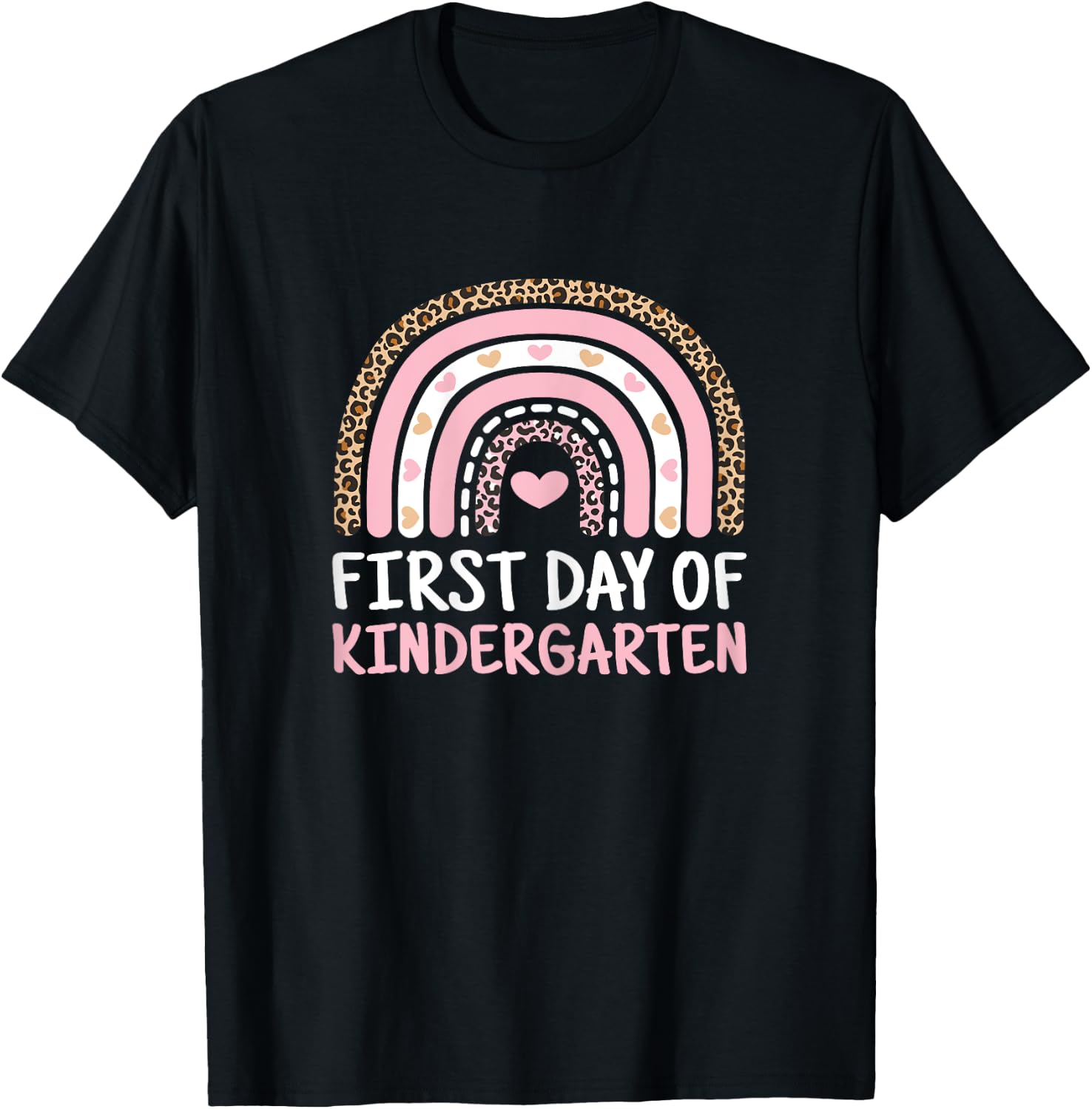 First Day Of Kindergarten Rainbow Teacher Women Girls Kids T-Shirt - T-Shirt | Black