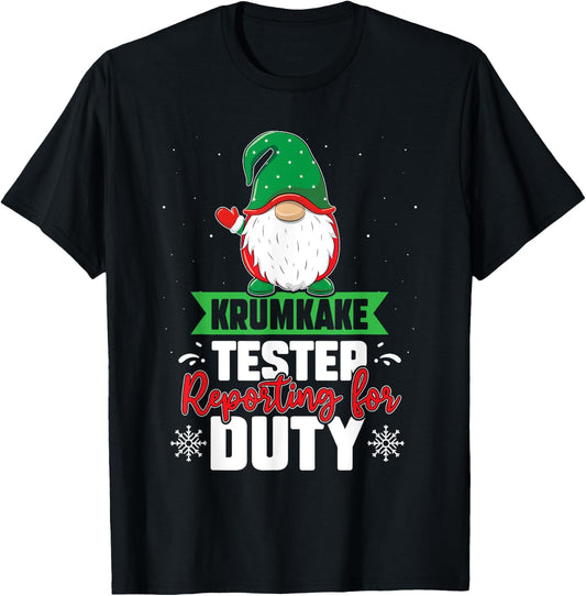 Krumkake Tester Reporting For Duty Norwegian Gnome Treat T-Shirt - T-Shirt | Black