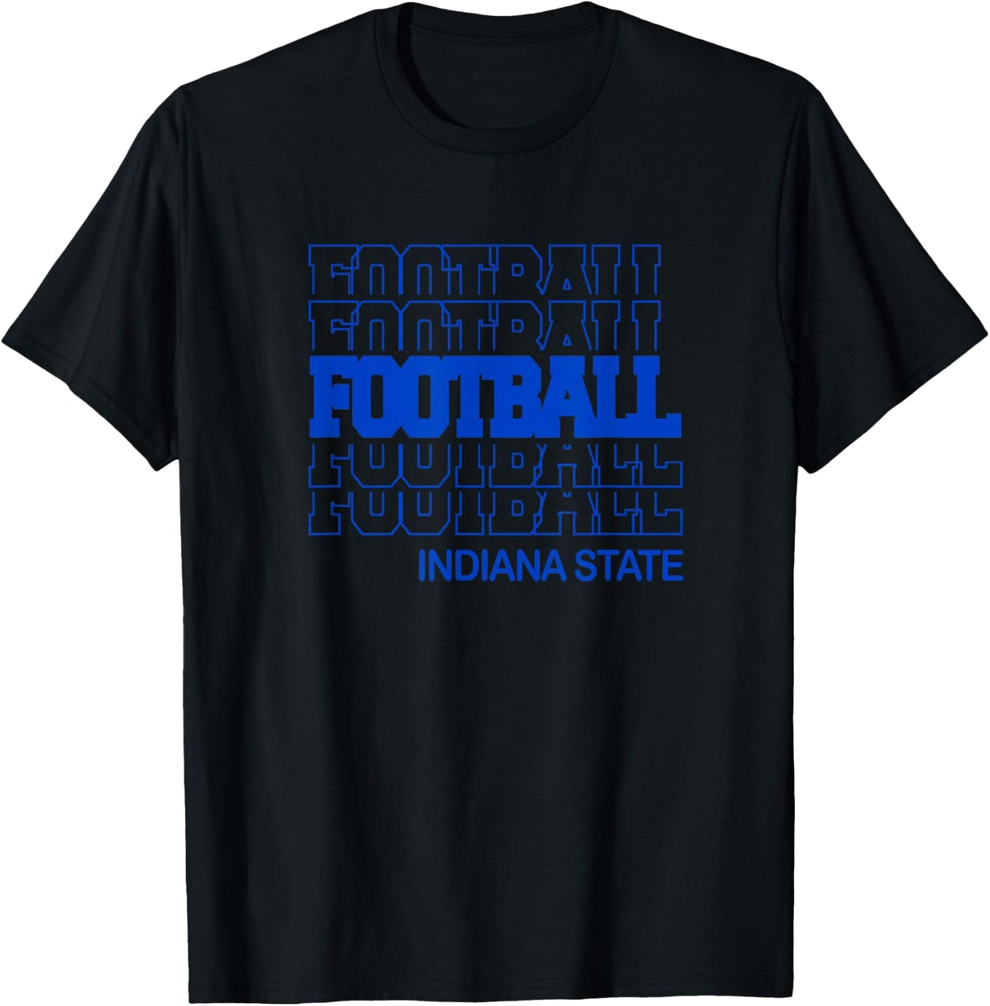 Football Indiana State in Modern Stacked Lettering T-Shirt - T-Shirt | Black