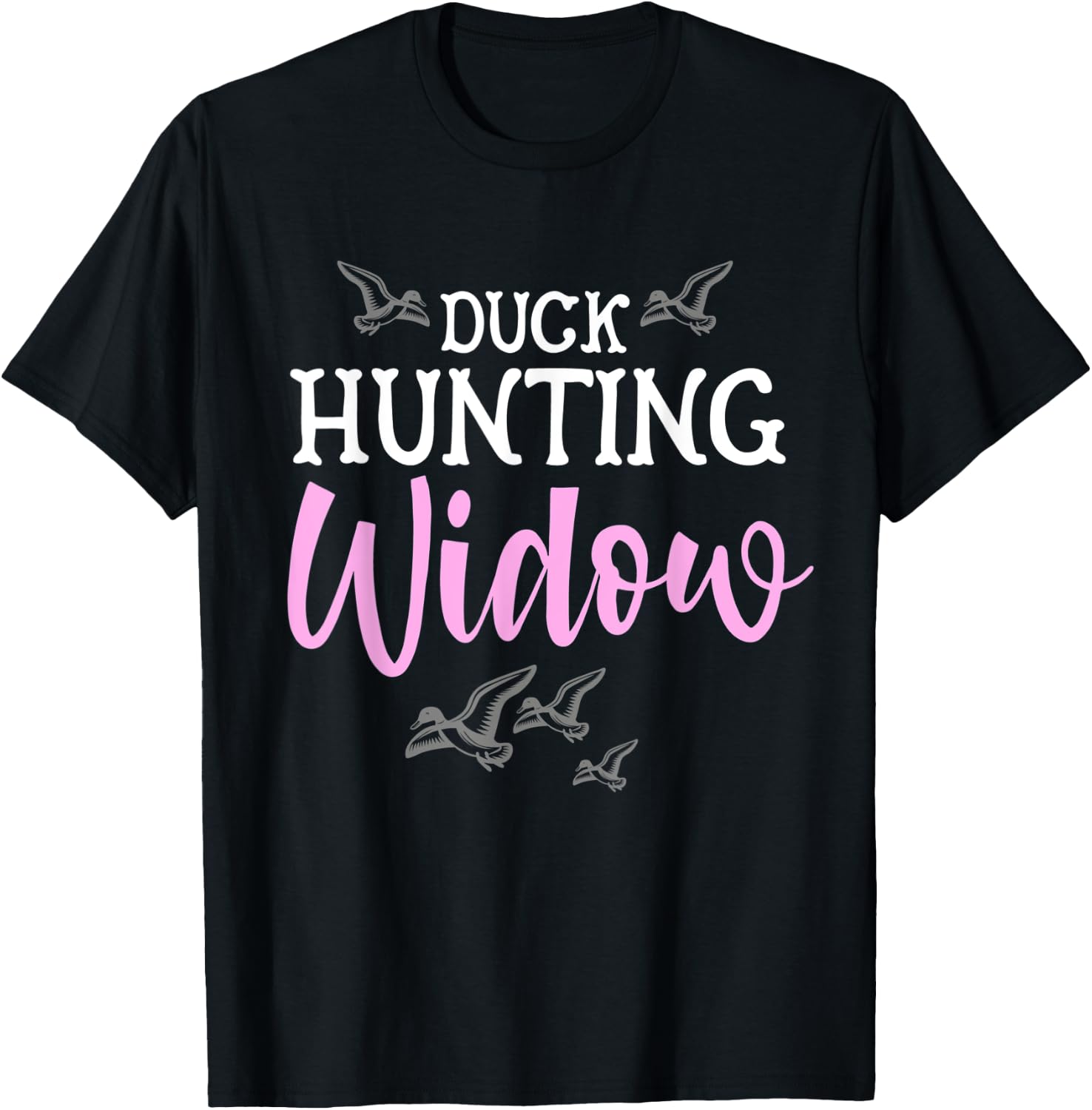 Duck Hunting Widow Womans Hunter Funny Bird Fall Wife T-Shirt - T-Shirt | Black
