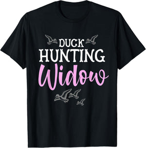 Duck Hunting Widow Womans Hunter Funny Bird Fall Wife T-Shirt - T-Shirt | Black