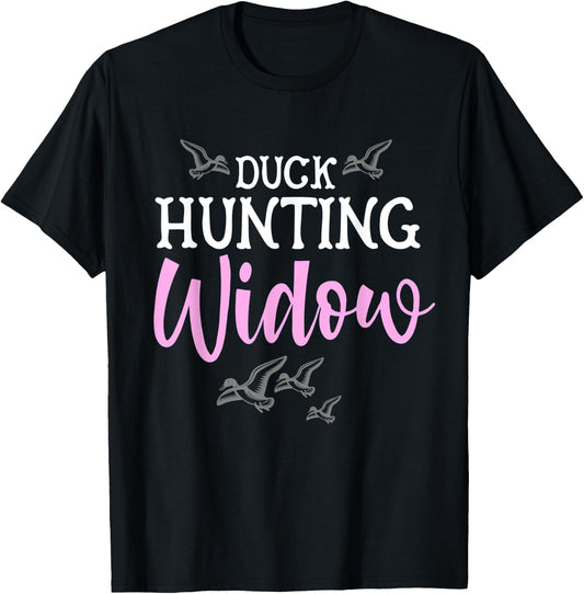 Duck Hunting Widow Womans Hunter Funny Bird Fall Wife T-Shirt - T-Shirt | Black