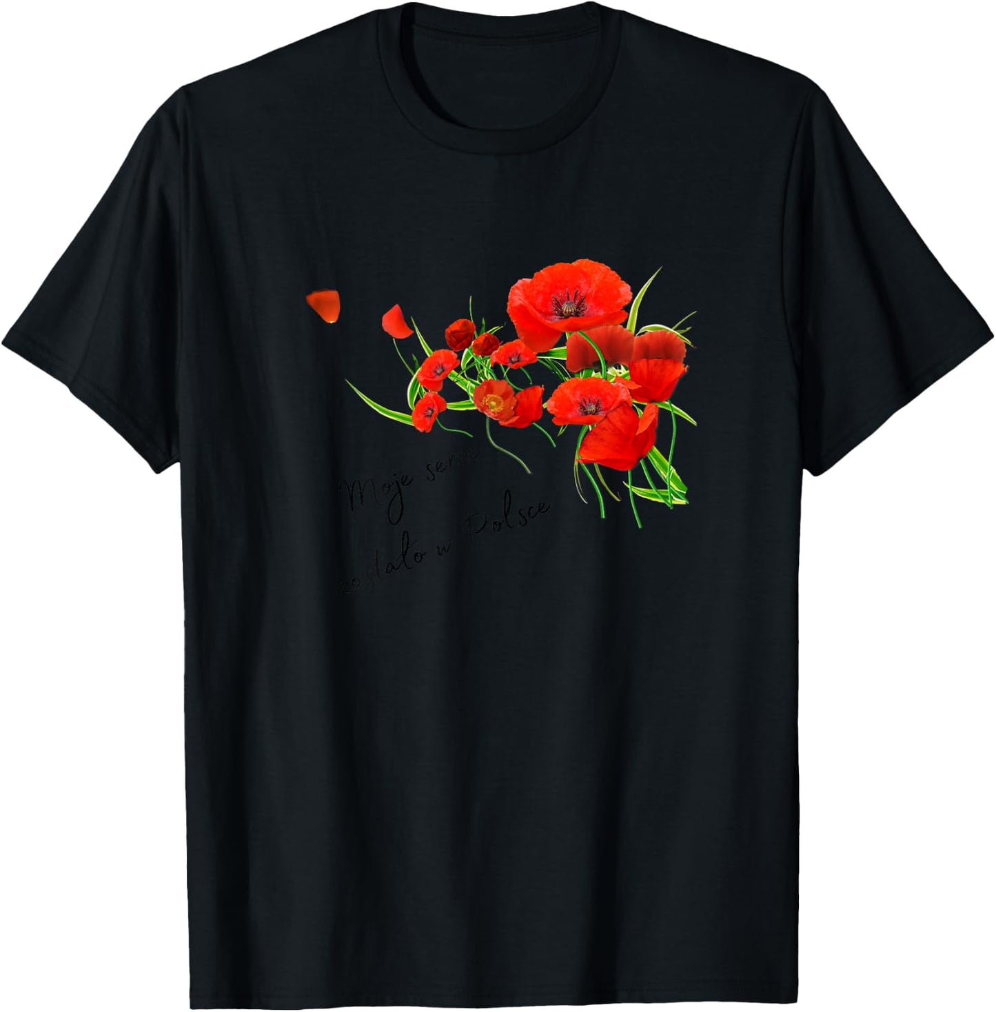 Polish saying , Red poppies flowers polish T-Shirt - T-Shirt | Black