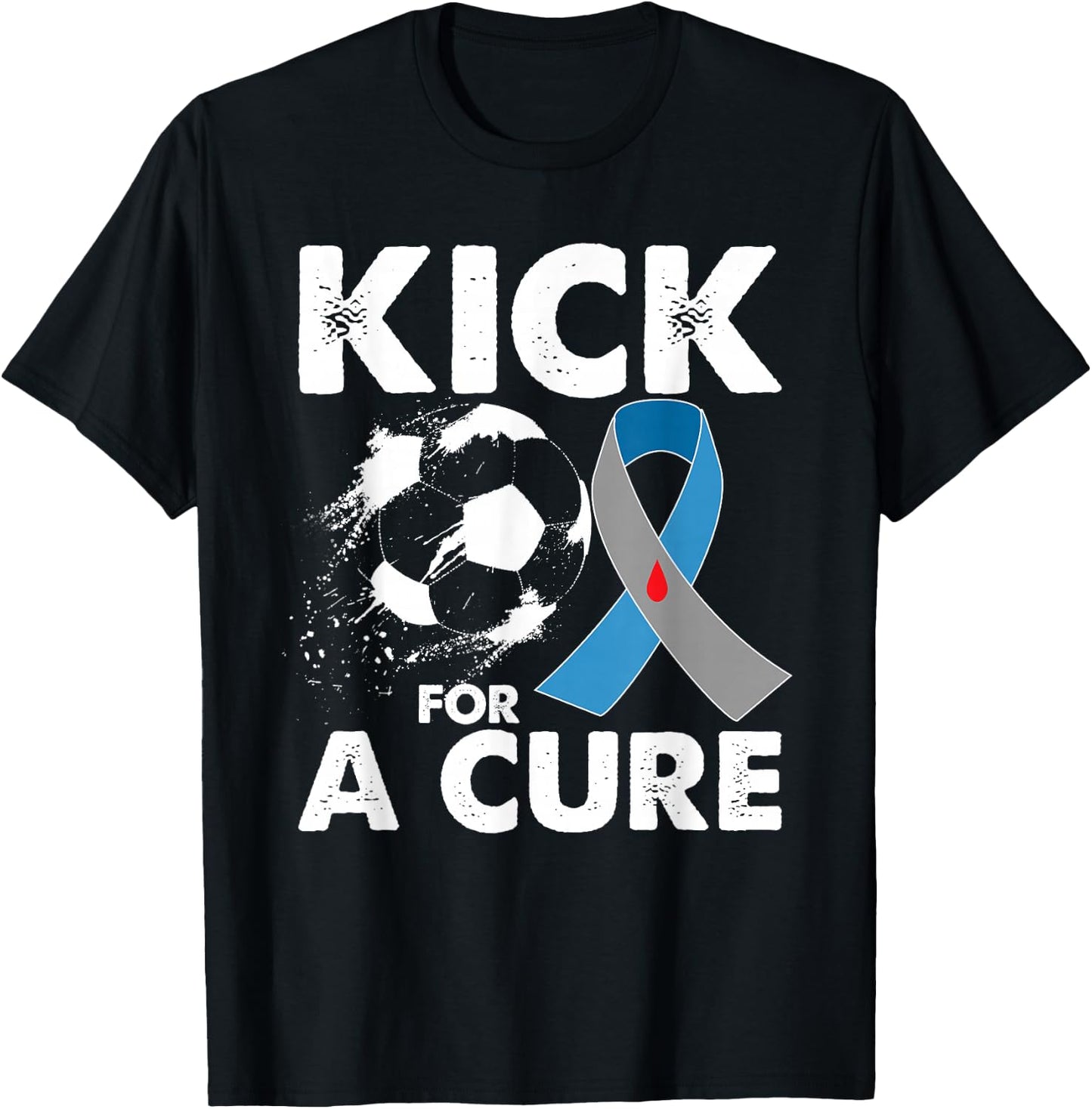 Kick For A Cure Soccer Type 1 T1D Diabetes Awareness Month T-Shirt - T-Shirt | Black