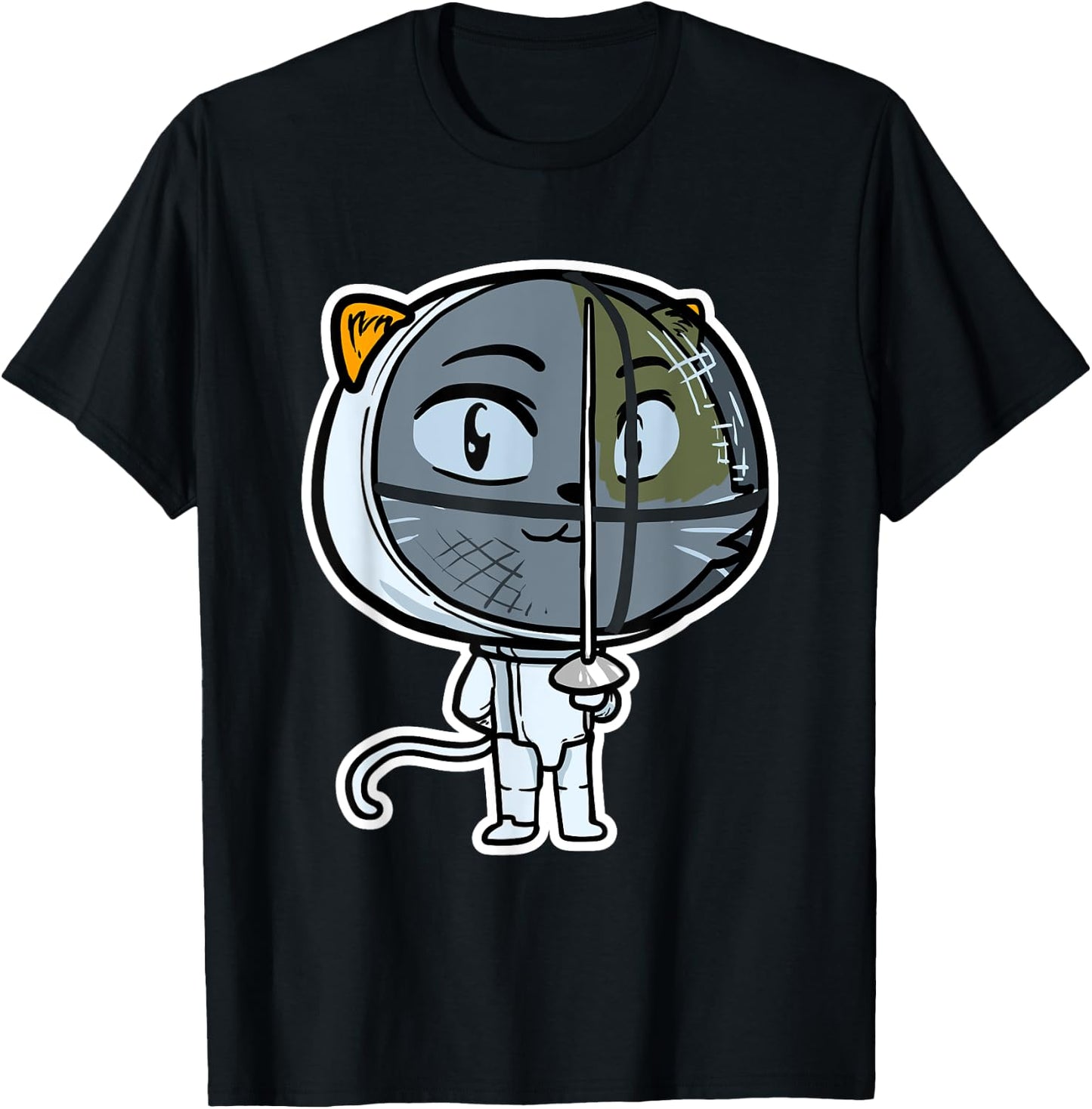 Cute Kawaii Cat Fencing Fencer Cat Lovers Women Girls Kids T-Shirt - T-Shirt | Black