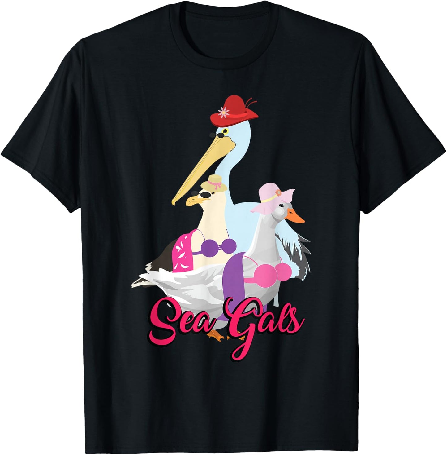 Sea Gals Funny Seagull Women's Best Friends Bestie Squad T-Shirt - T-Shirt | Black