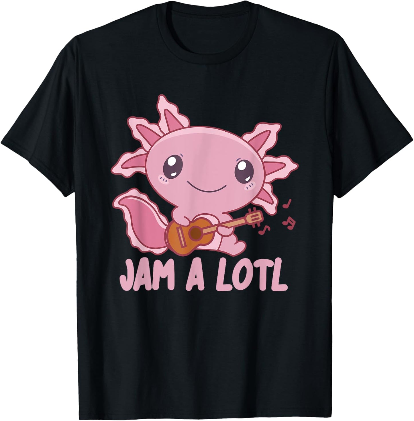 Jam A Lotl Axolotl Makes Music On The Guitar Sweet Axolotl T-Shirt - T-Shirt | Black