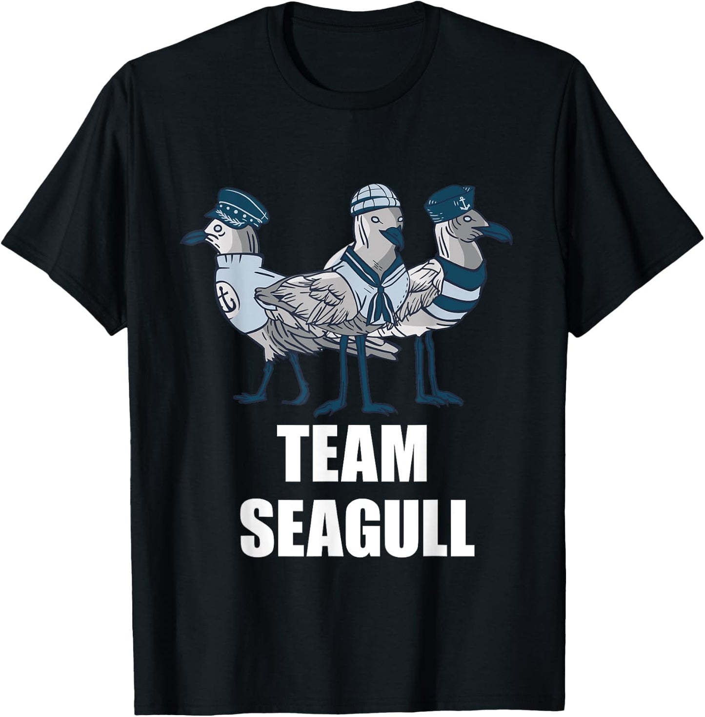 Seagull Team Seagull Sailor Crew Captain Seagull Lover T-Shirt - T-Shirt | Black