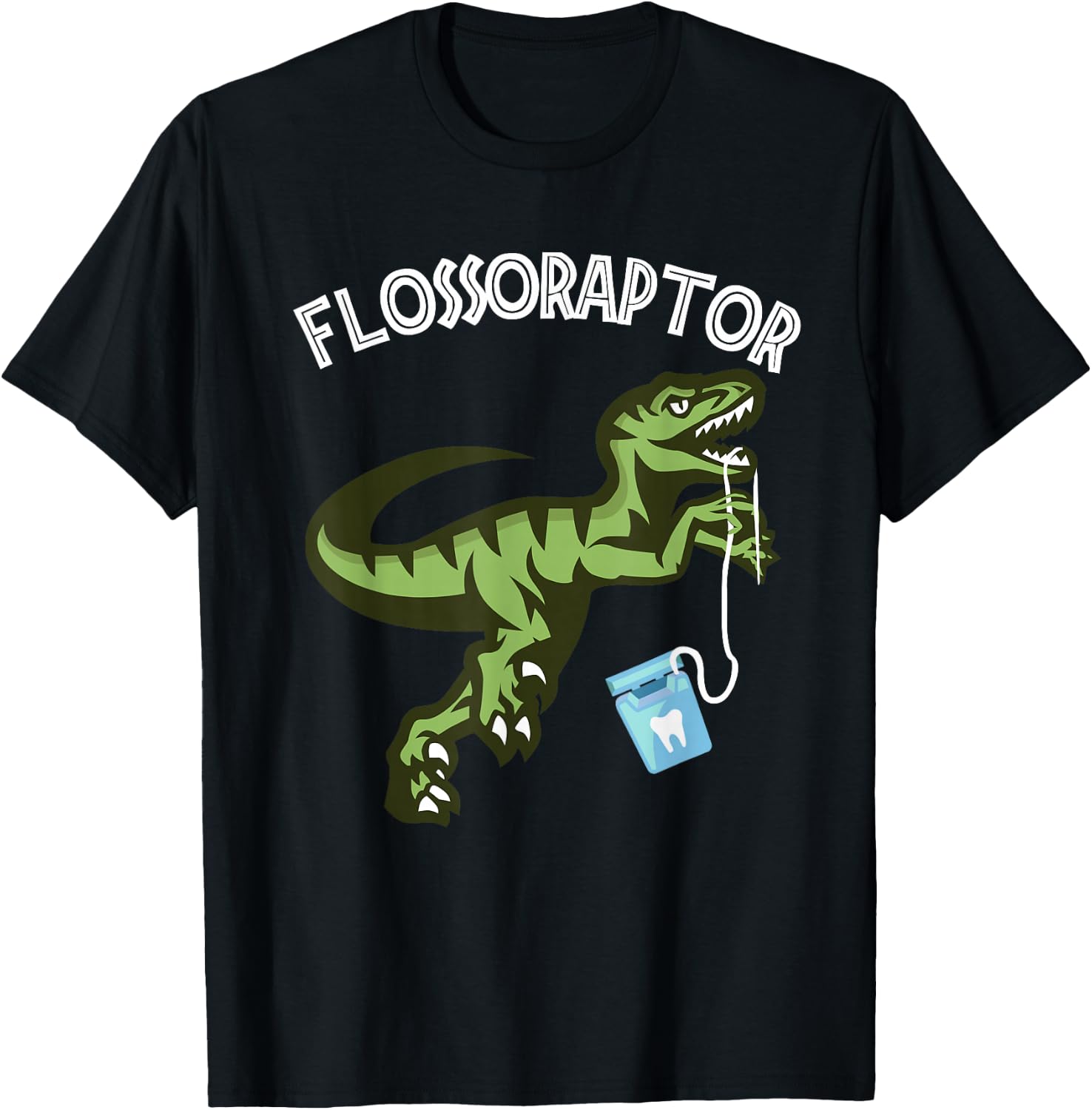 Floss Shirt Funny Flossoraptor Dental Hygiene T-Shirt - T-Shirt | Black