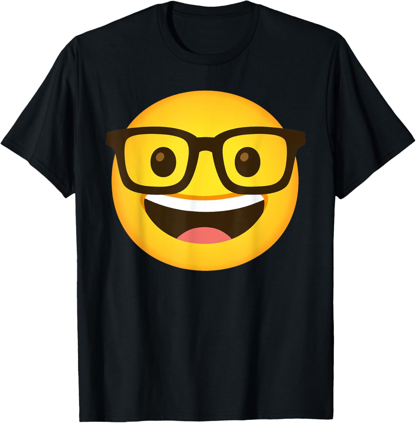 Nerd Face Emoticon Nerdy face with Glasses T-Shirt - T-Shirt | Black