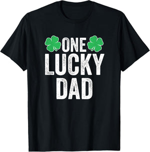 One Lucky Dad Shirt Men Father St Patricks Day Dad T-Shirt - T-Shirt | Black