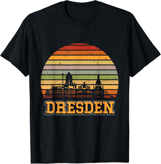 Dresden Skyline Retro Vintage Souvenir Dresden T-Shirt - T-Shirt | Black