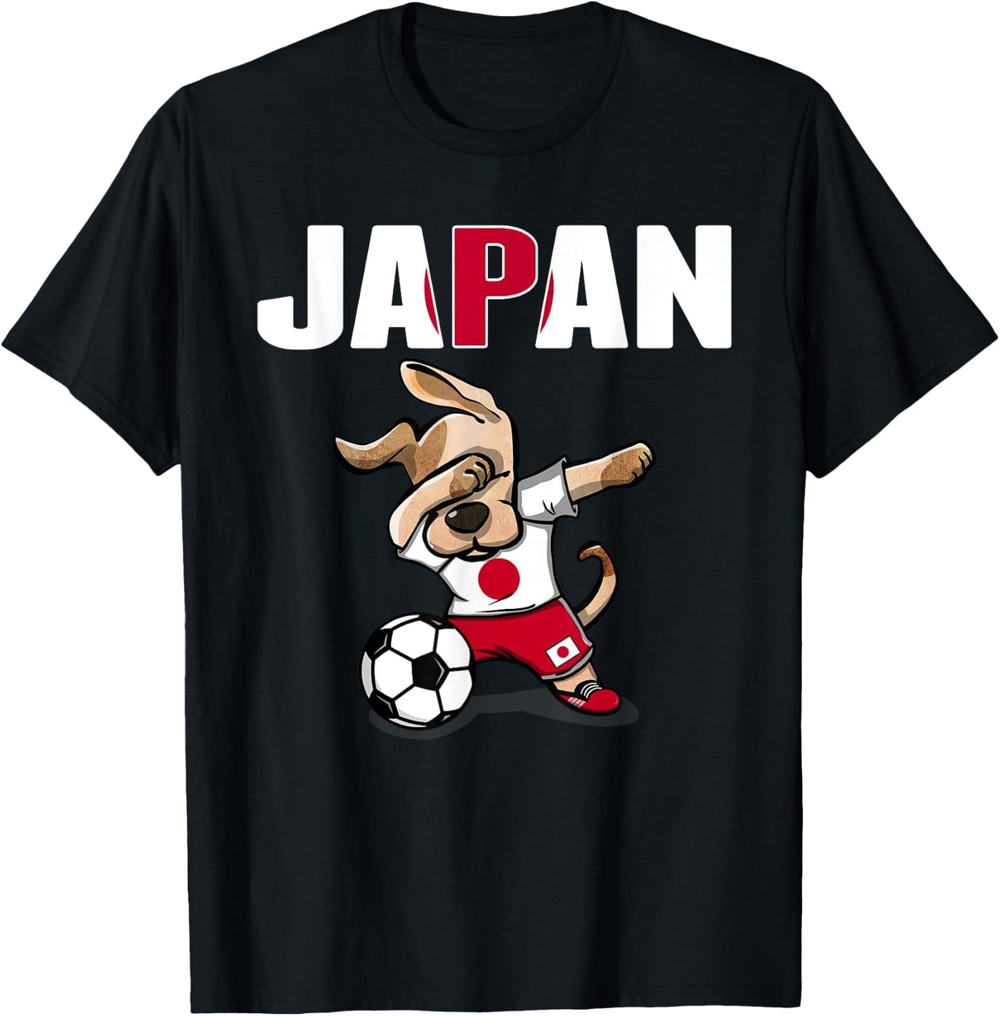 Dabbing Dog Japan Soccer Fans Jersey Japanese Flag Football Women Kids T-Shirt - T-Shirt | Black