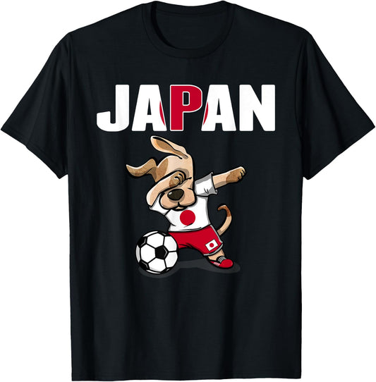 Dabbing Dog Japan Soccer Fans Jersey Japanese Flag Football Women Kids T-Shirt - T-Shirt | Black