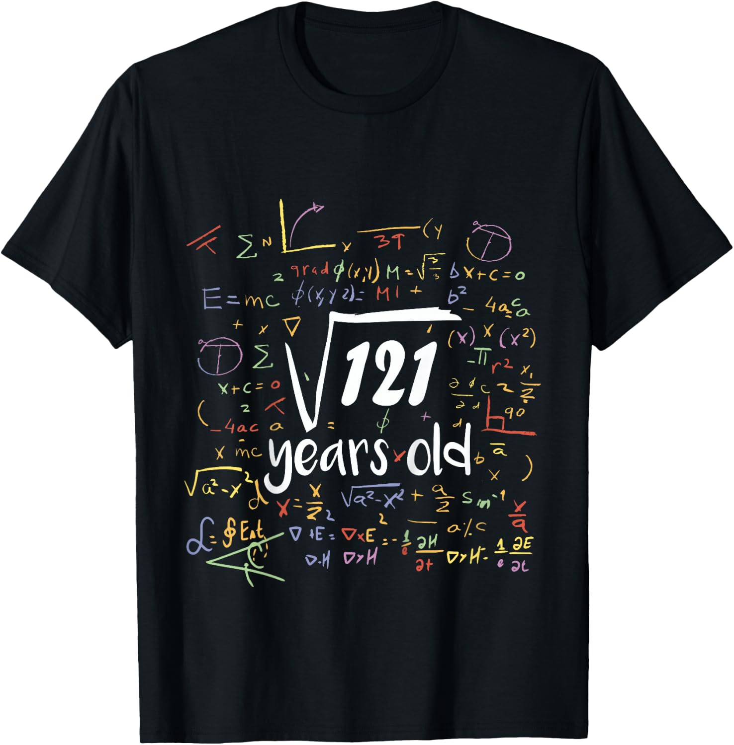 Square Root Of 121 - 11th Birthday 11 Year Old Math Bday T-Shirt - T-Shirt | Black