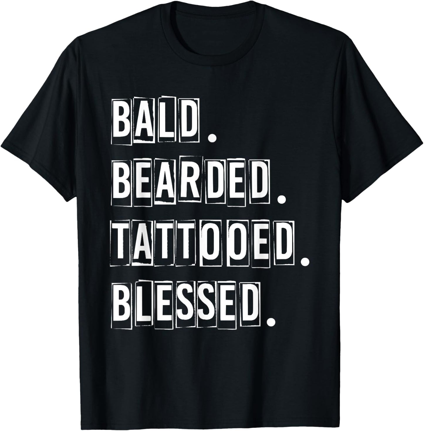 Bald Bearded Tattooed & Blessed Men T-Shirt - T-Shirt | Black