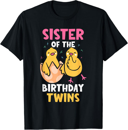 Die Schwester Der Geburtstagszwillinge Zwilling Birthday T-Shirt - T-Shirt | Black