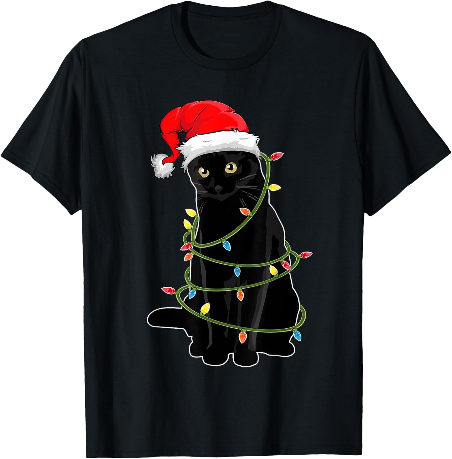 Christmas Cat Shirt Black Cat Christmas Pajama Women T-Shirt - T-Shirt | Black