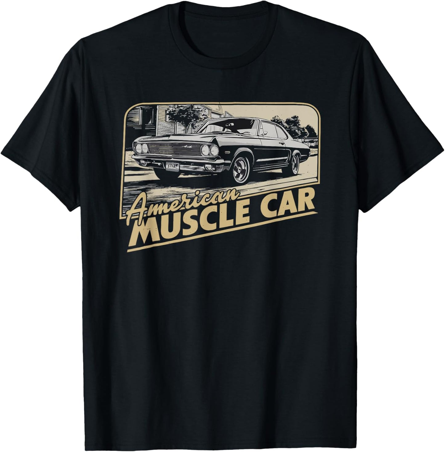 Muscle Car American Vintage Classic Funny Car Graphic T-Shirt - T-Shirt | Black